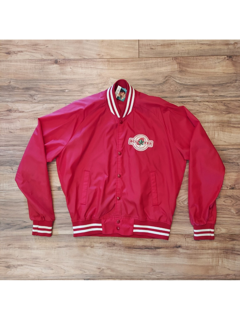 Chalk Line Ohio State Buckeyes Red Snap Front Lined Bomber Jacket Men's L
